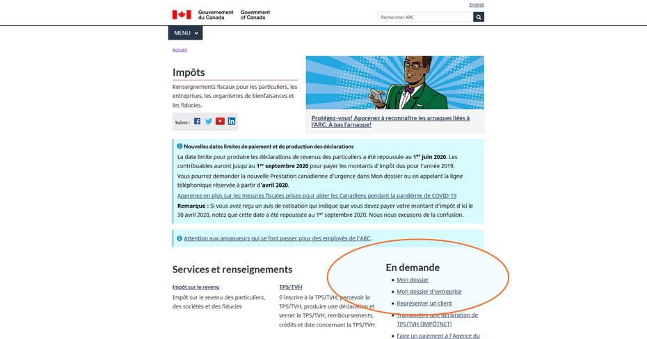 Prestation canadienne d'urgence En demande Mon dossier